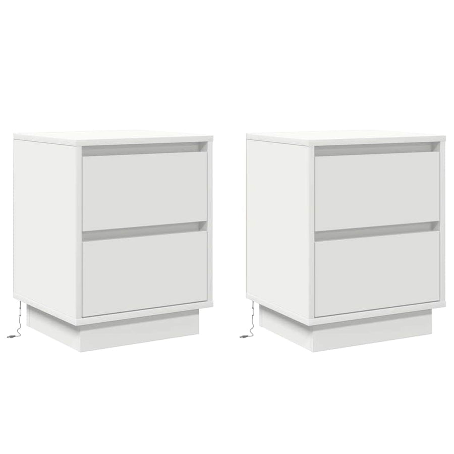 Nachtkastje met lade 2 pcs Wit 39 x 34,5 x 50 cm Bewerkt hout
