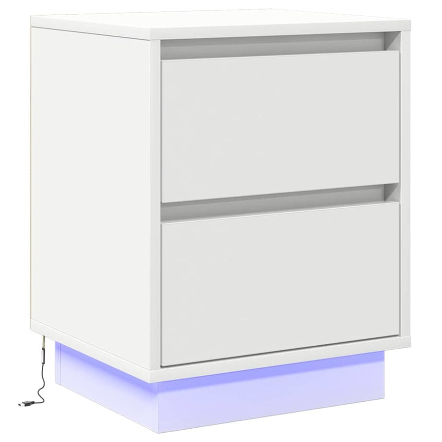 Nachtkastje met lade 2 pcs Wit 39 x 34,5 x 50 cm Bewerkt hout