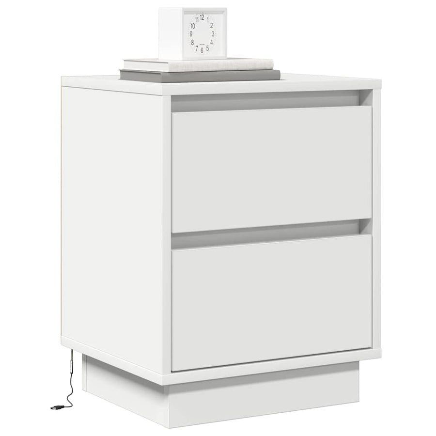 Nachtkastje met lade 2 pcs Wit 39 x 34,5 x 50 cm Bewerkt hout