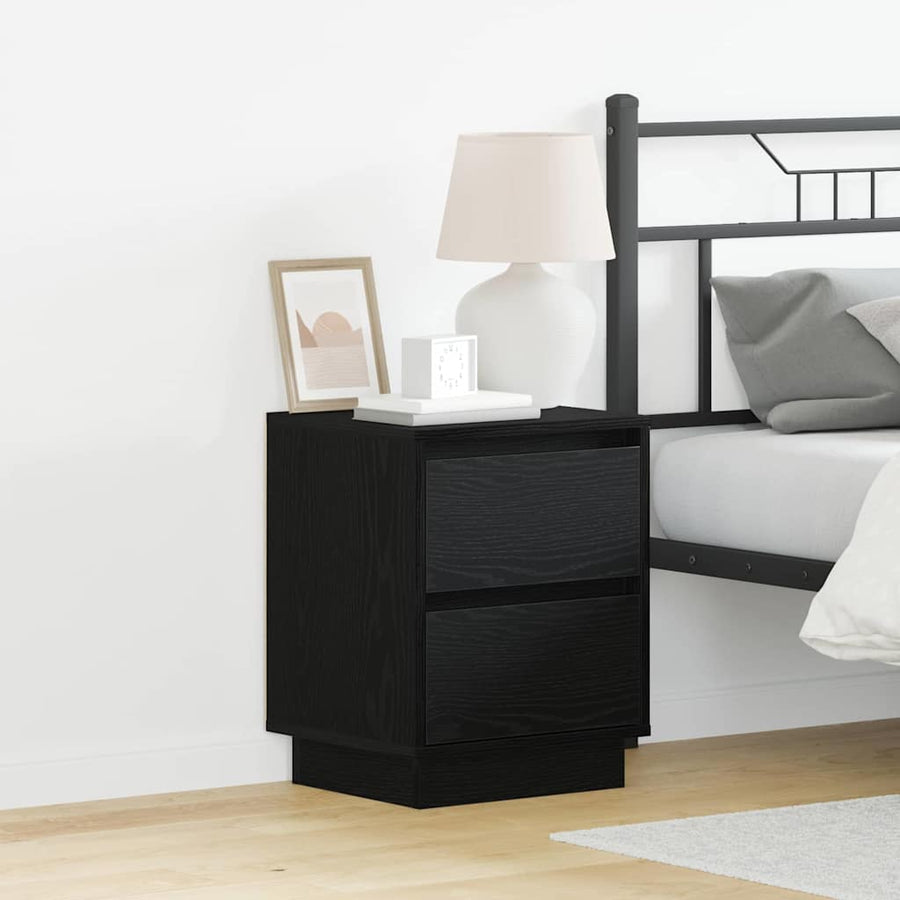 Nachtkastje 2 pcs Zwart Eiken 39 x 34,5 x 50 cm Bewerkt hout