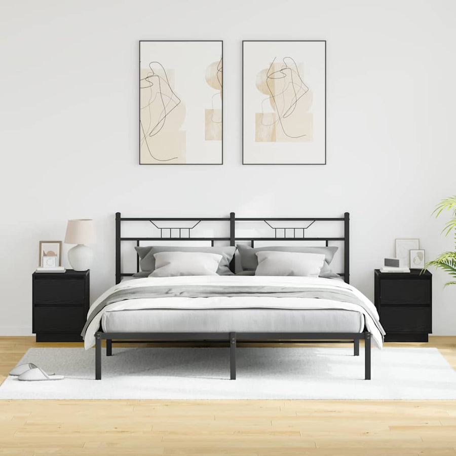 Nachtkastje 2 pcs Zwart Eiken 39 x 34,5 x 50 cm Bewerkt hout