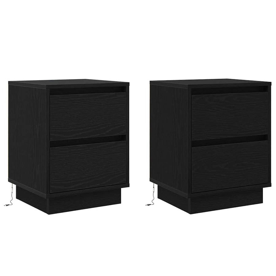 Nachtkastje 2 pcs Zwart Eiken 39 x 34,5 x 50 cm Bewerkt hout