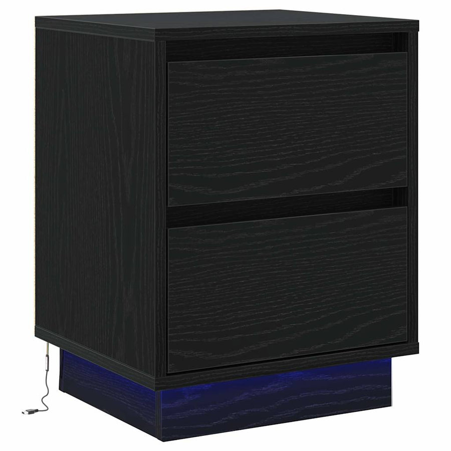 Nachtkastje 2 pcs Zwart Eiken 39 x 34,5 x 50 cm Bewerkt hout