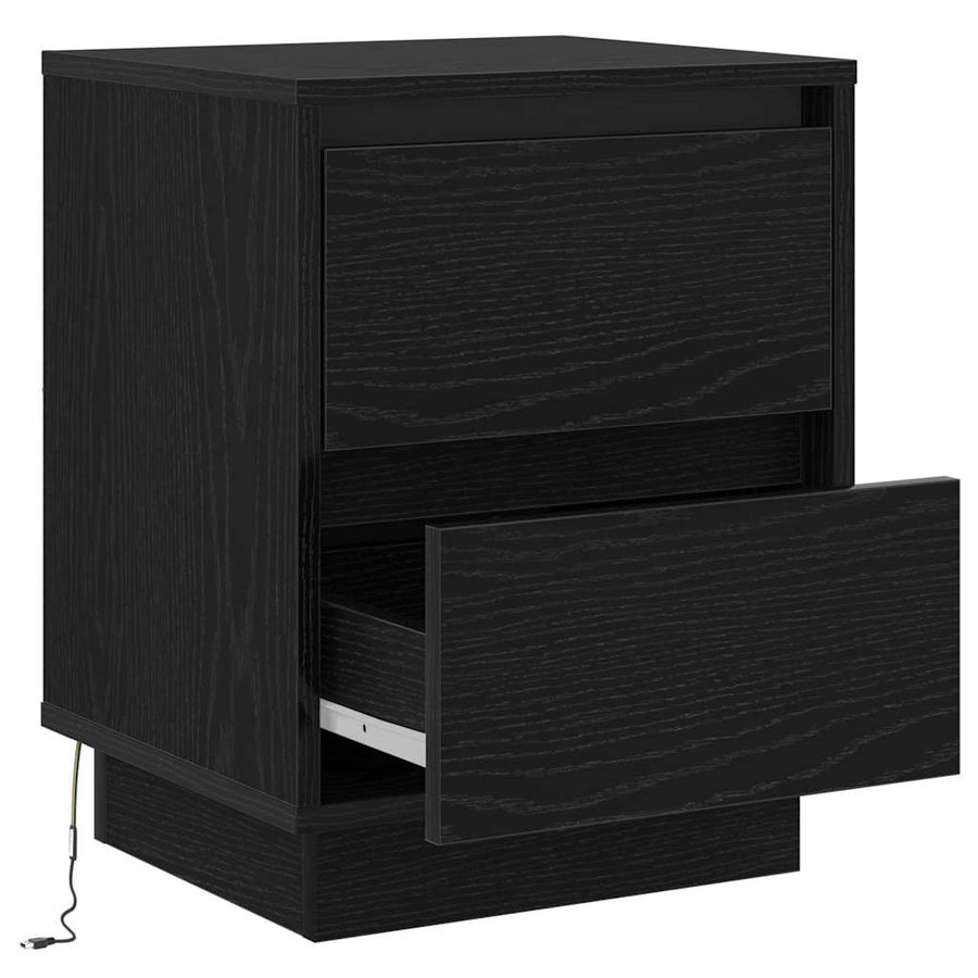 Nachtkastje 2 pcs Zwart Eiken 39 x 34,5 x 50 cm Bewerkt hout