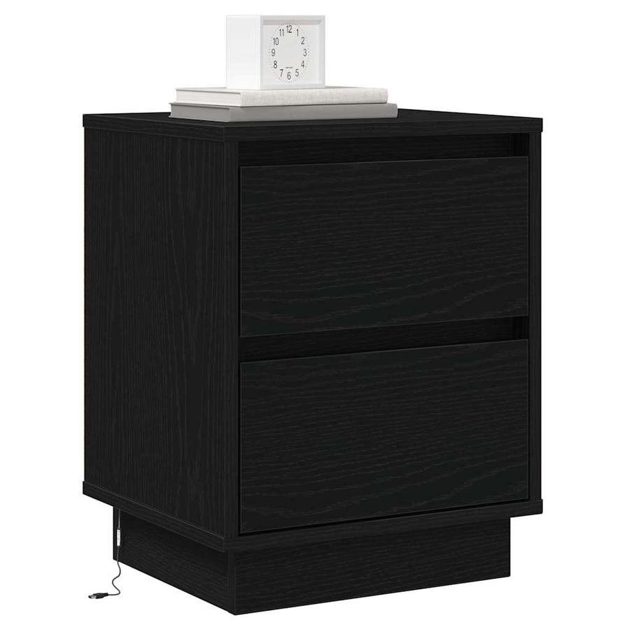 Nachtkastje 2 pcs Zwart Eiken 39 x 34,5 x 50 cm Bewerkt hout