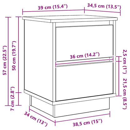 Nachtkastje Sonoma Eiken 39 x 34,5 x 50 cm Bewerkt hout