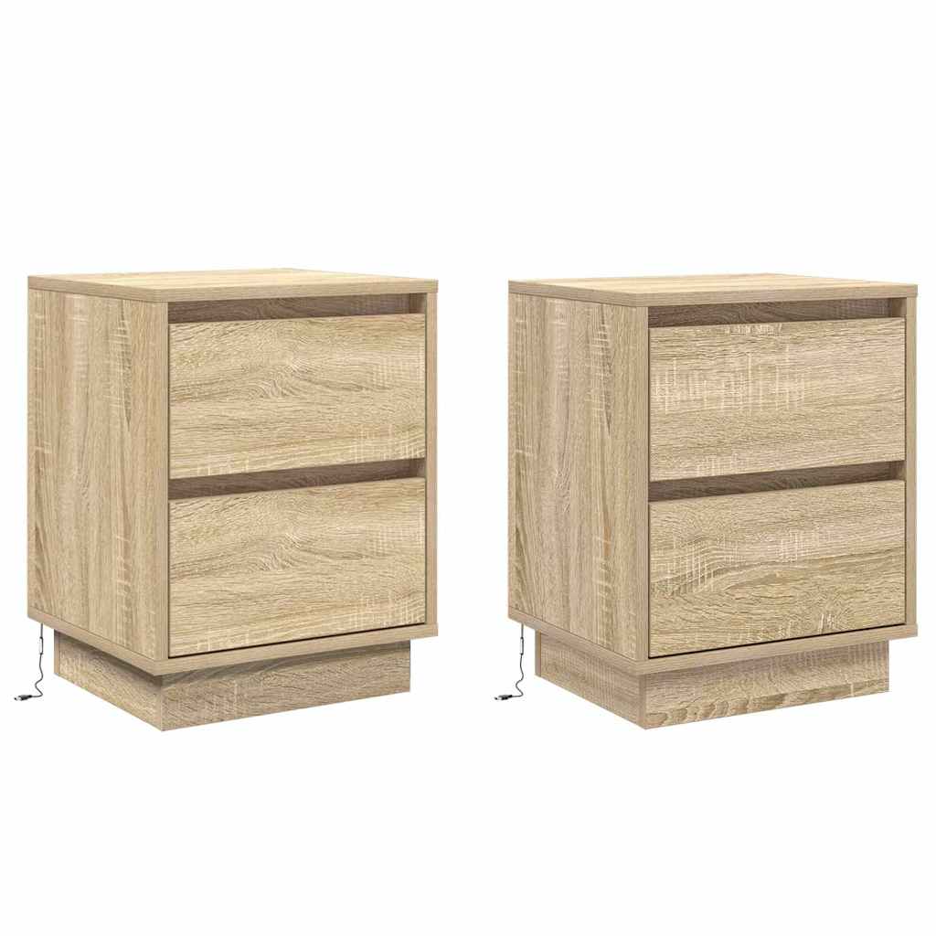 Nachtkastje 2 pcs Sonoma Eiken 39 x 34,5 x 50 cm Bewerkt hout