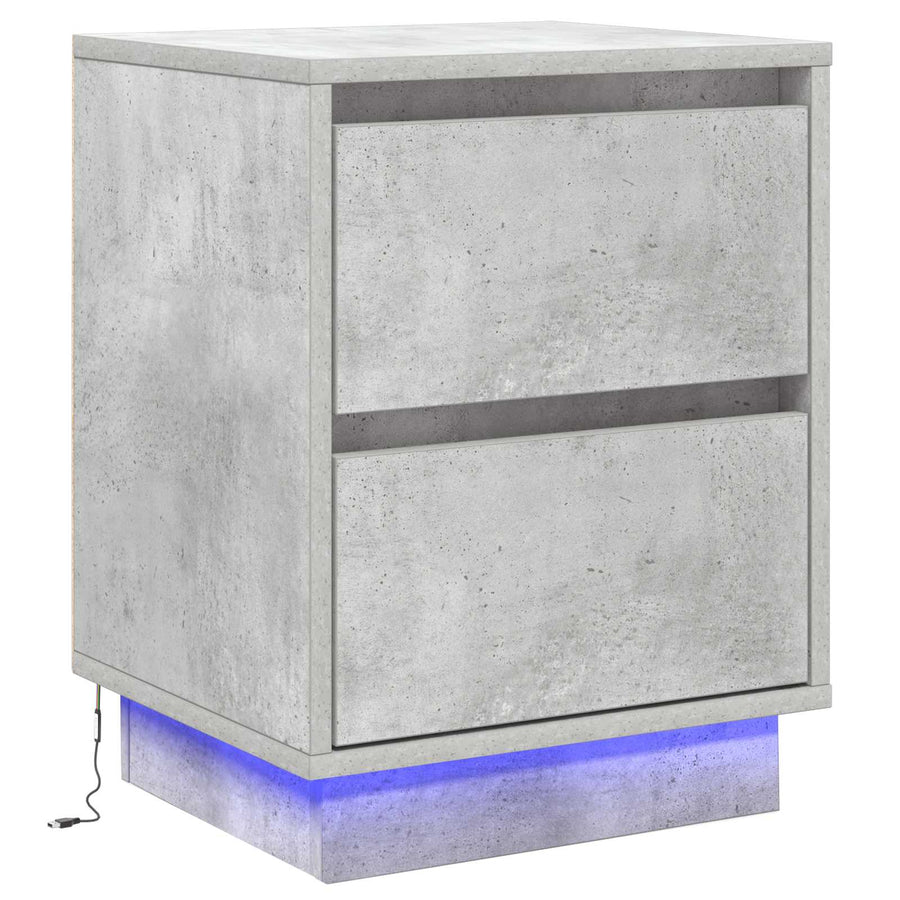 Nachtkastje met lade Beton Grijs 39 x 34,5 x 50 cm Bewerkt hout