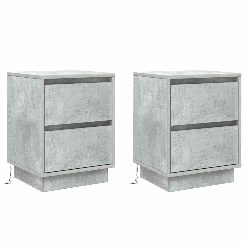 Nachtkastje 2 pcs Beton Grijs 39 x 34,5 x 50 cm Bewerkt hout