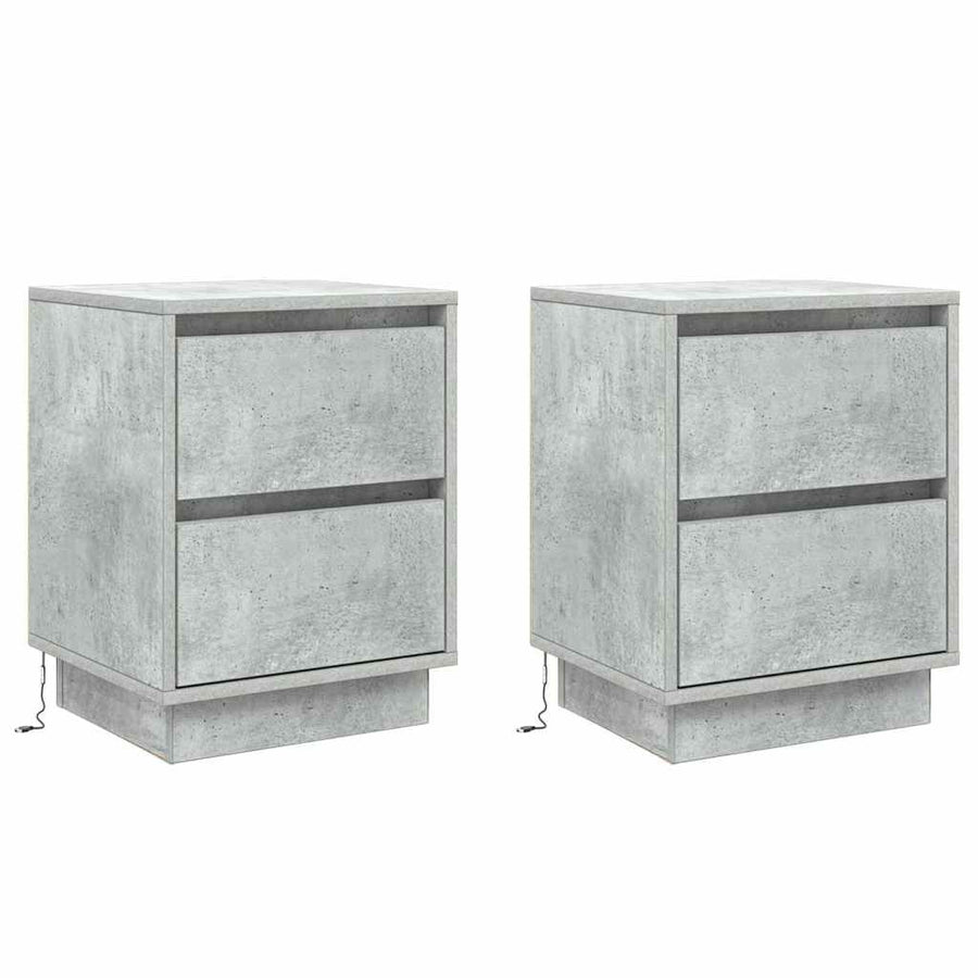 Nachtkastje 2 pcs Beton Grijs 39 x 34,5 x 50 cm Bewerkt hout
