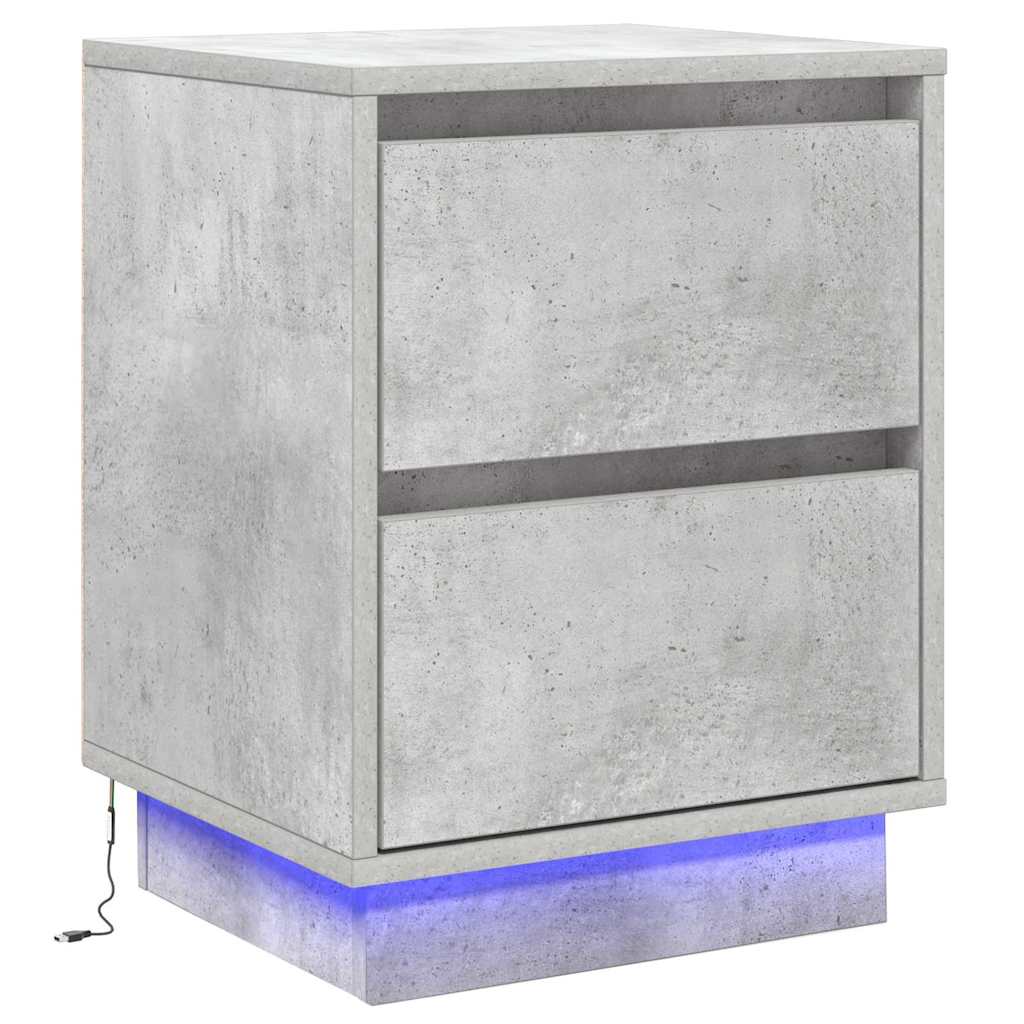 Nachtkastje 2 pcs Beton Grijs 39 x 34,5 x 50 cm Bewerkt hout