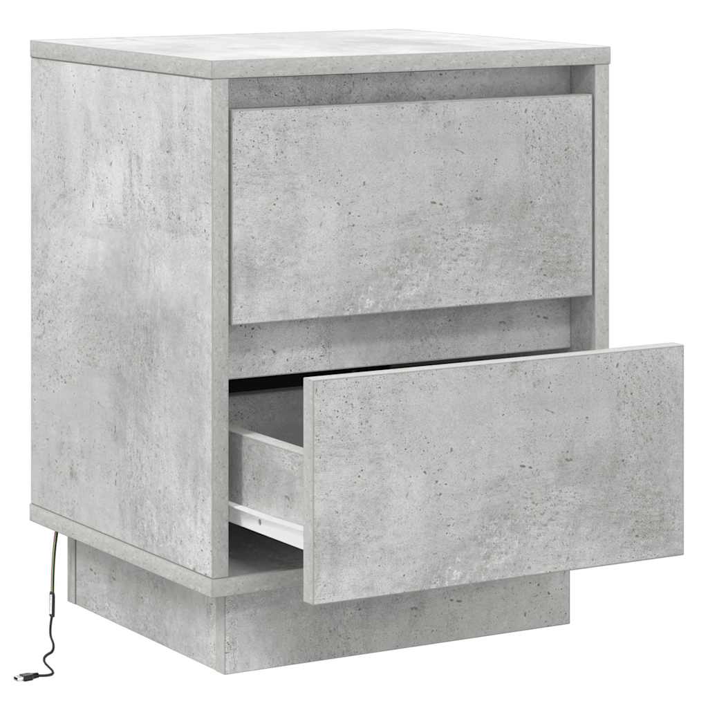 Nachtkastje 2 pcs Beton Grijs 39 x 34,5 x 50 cm Bewerkt hout