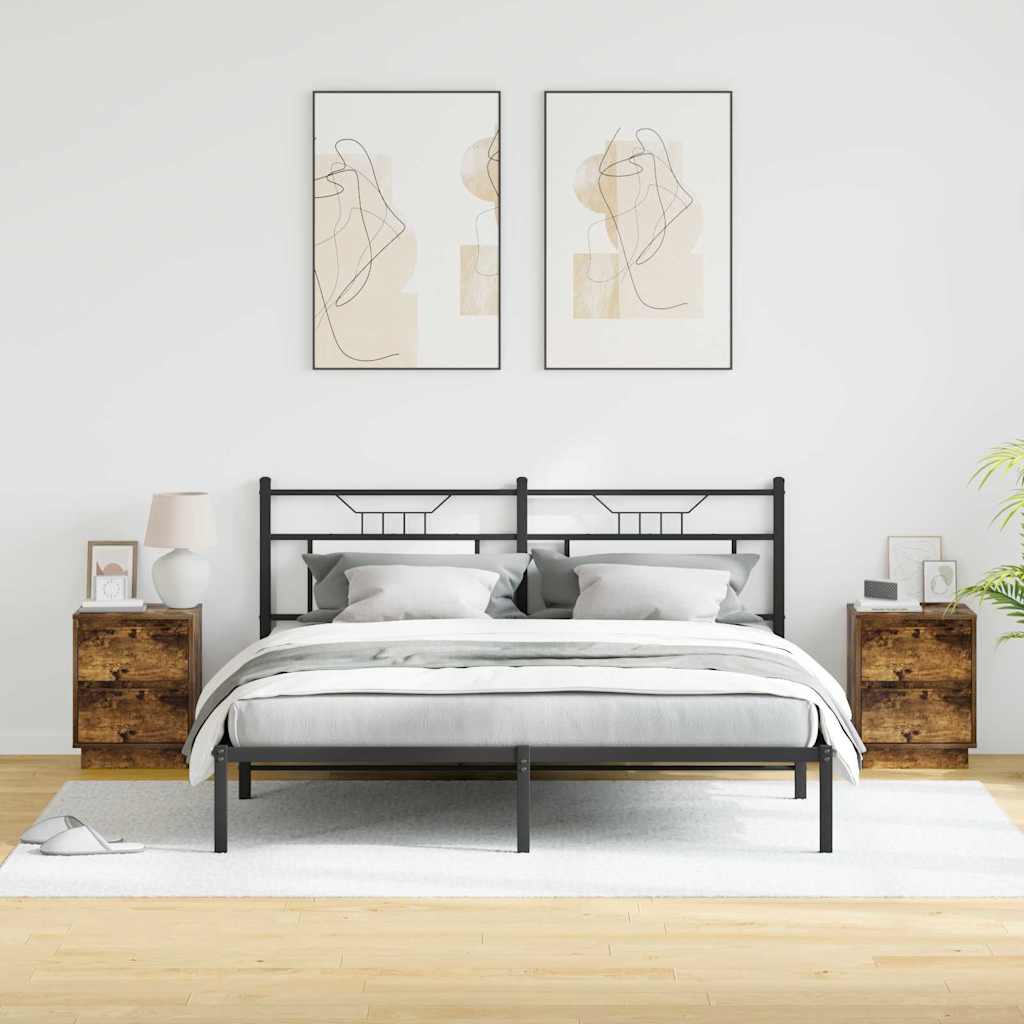 Nachtkastje 2 pcs Gerookt eiken 39 x 34,5 x 50 cm Bewerkt hout