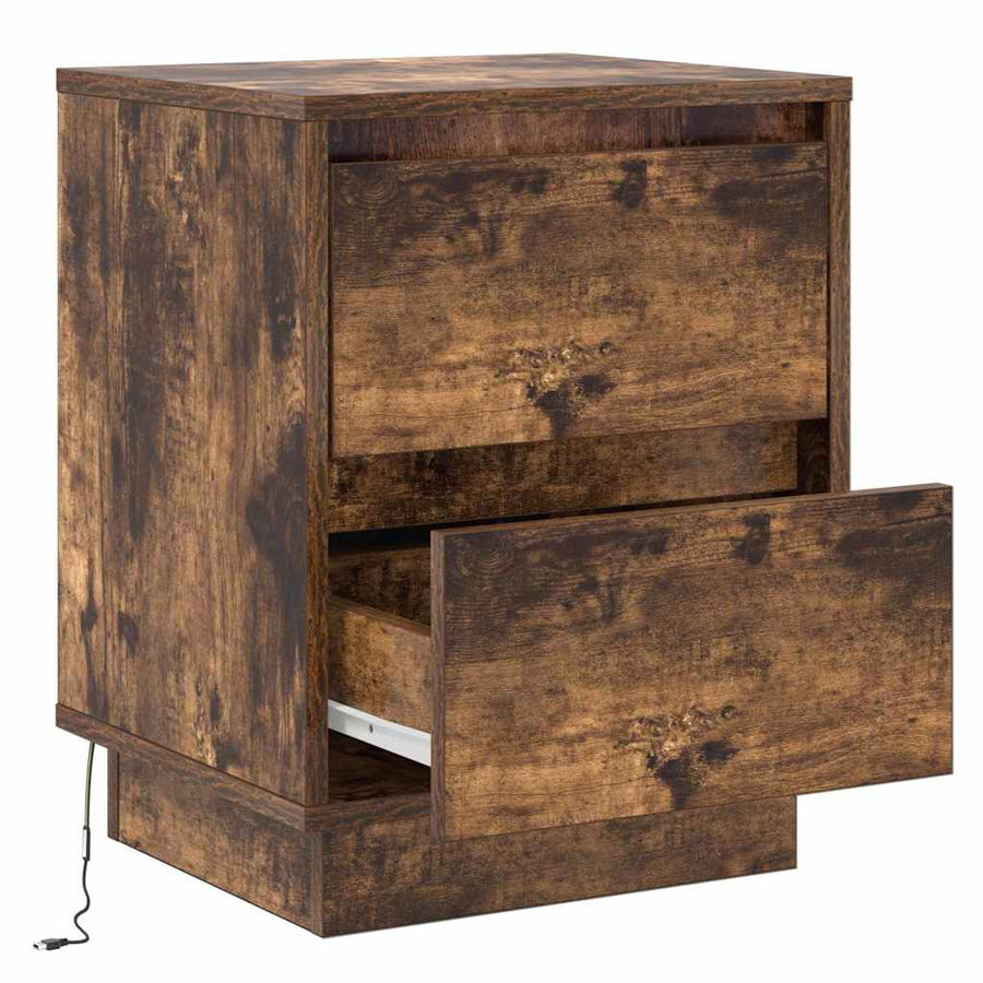 Nachtkastje 2 pcs Gerookt eiken 39 x 34,5 x 50 cm Bewerkt hout