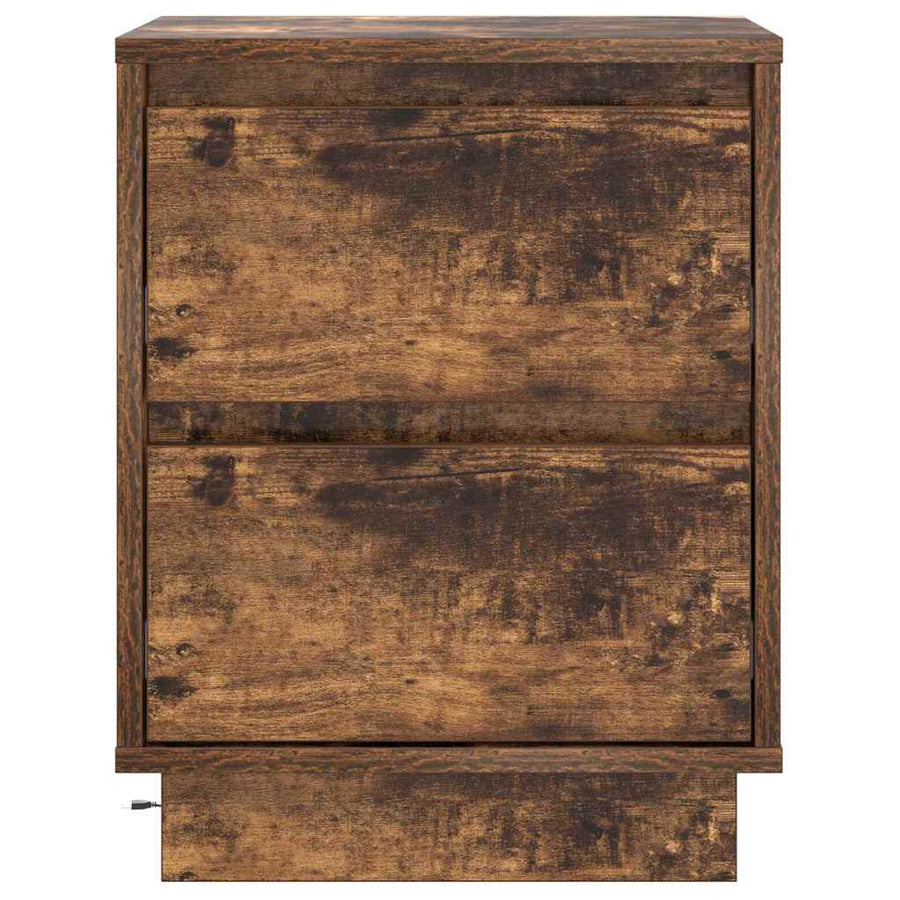 Nachtkastje 2 pcs Gerookt eiken 39 x 34,5 x 50 cm Bewerkt hout