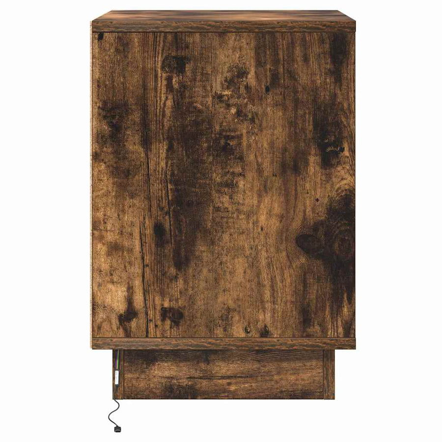 Nachtkastje 2 pcs Gerookt eiken 39 x 34,5 x 50 cm Bewerkt hout