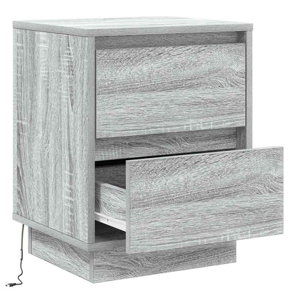 Nachtkastje met lade Grijs 39 x 34,5 x 50 cm Bewerkt hout