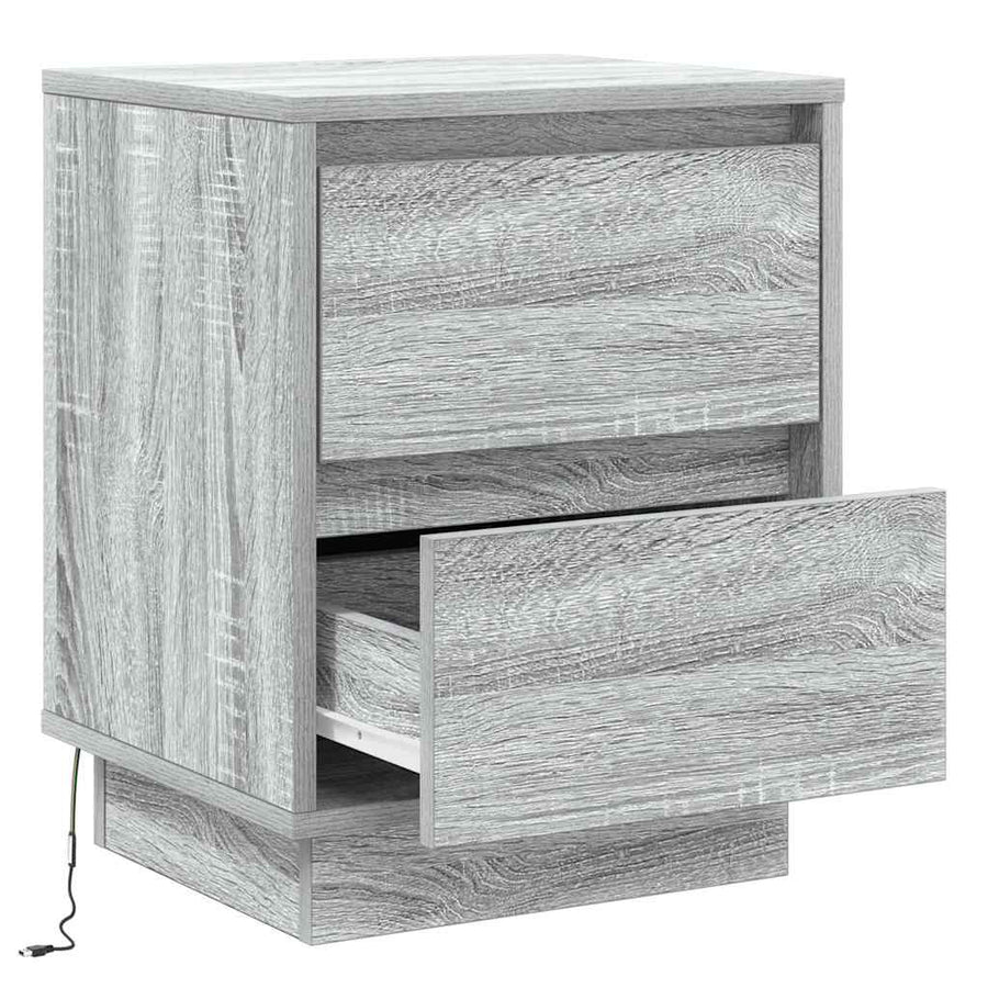 Nachtkastje met lade Grijs 39 x 34,5 x 50 cm Bewerkt hout