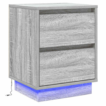 Nachtkastje met lade Grijs 39 x 34,5 x 50 cm Bewerkt hout