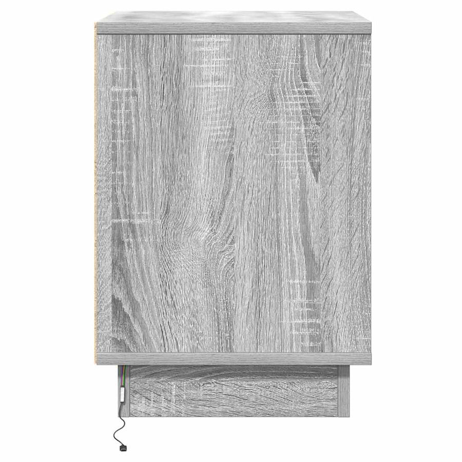 Nachtkastje met lade Grijs 39 x 34,5 x 50 cm Bewerkt hout