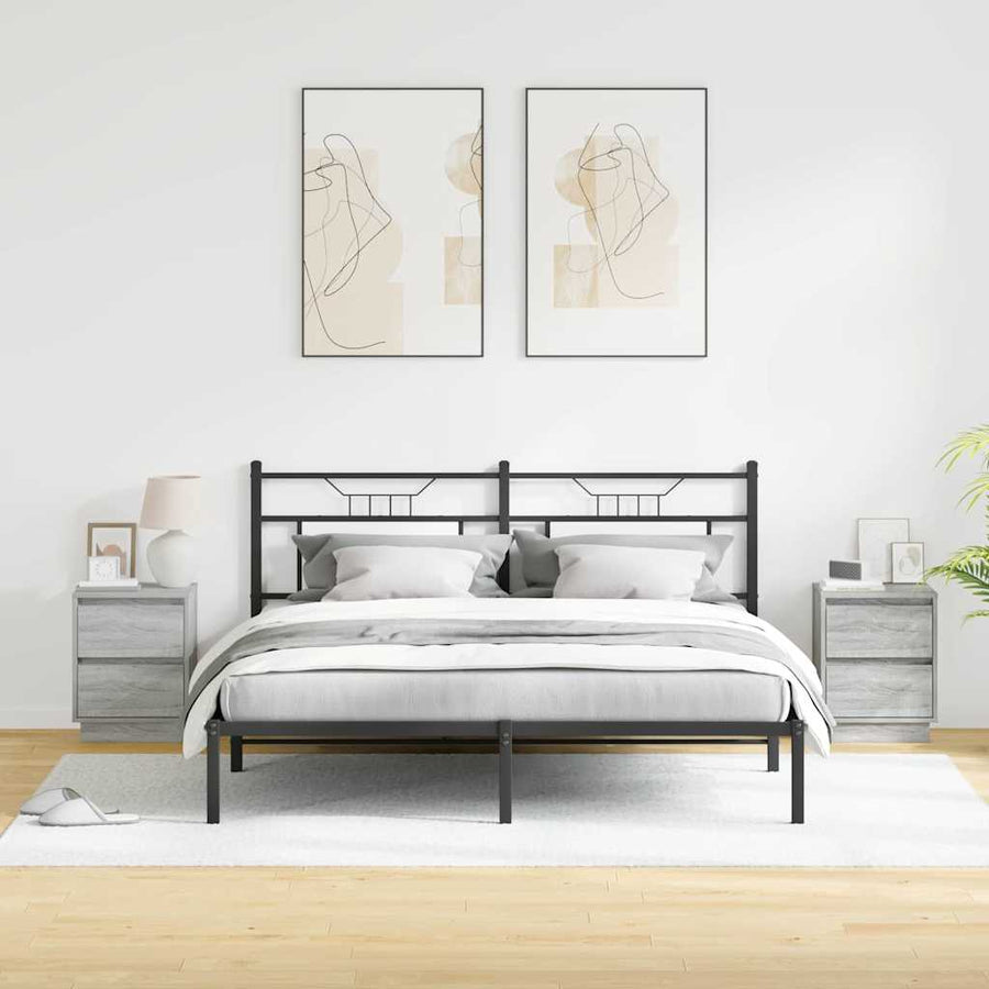 Nachtkastje met lade 2 pcs Grijs 39 x 34,5 x 50 cm Bewerkt hout