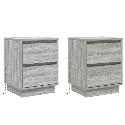 Nachtkastje met lade 2 pcs Grijs 39 x 34,5 x 50 cm Bewerkt hout
