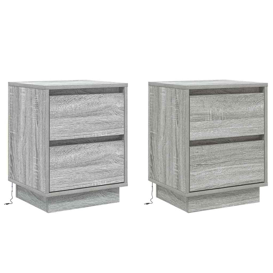 Nachtkastje met lade 2 pcs Grijs 39 x 34,5 x 50 cm Bewerkt hout