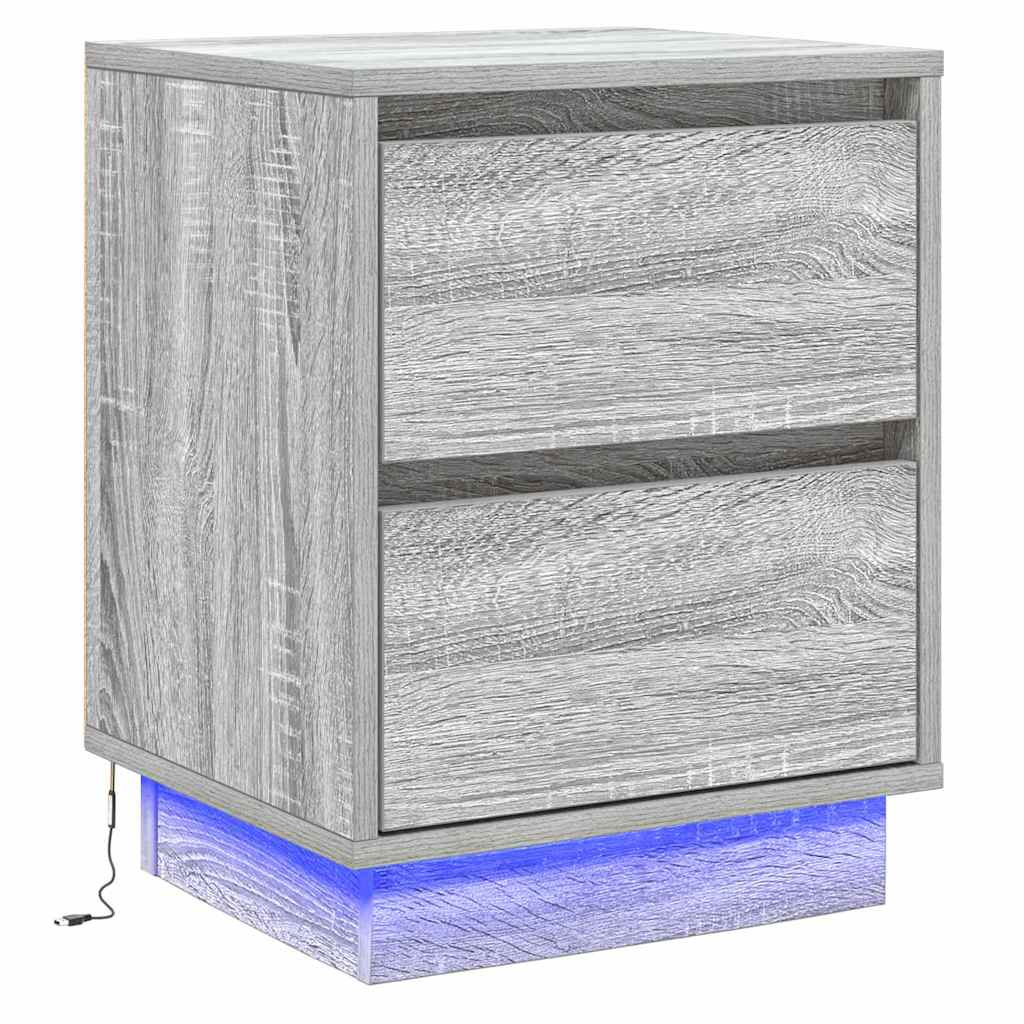Nachtkastje met lade 2 pcs Grijs 39 x 34,5 x 50 cm Bewerkt hout
