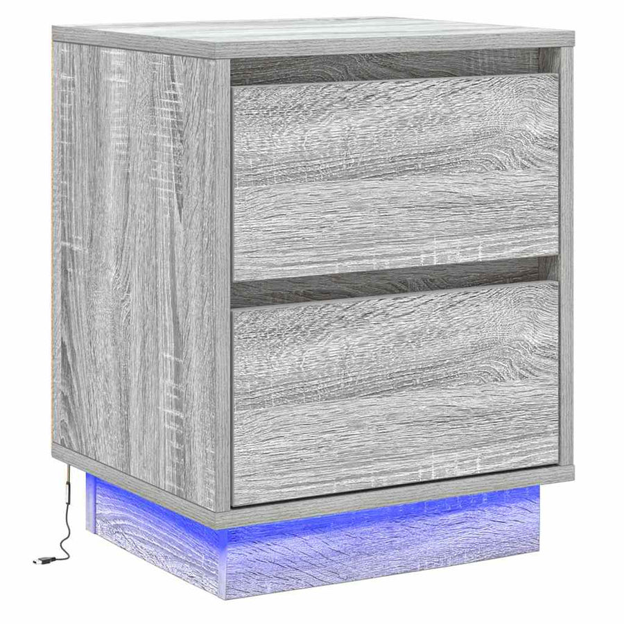 Nachtkastje met lade 2 pcs Grijs 39 x 34,5 x 50 cm Bewerkt hout