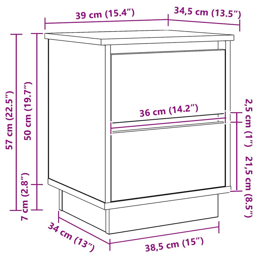 Nachtkastje met lade Oudhout 39 x 34,5 x 50 cm Bewerkt hout