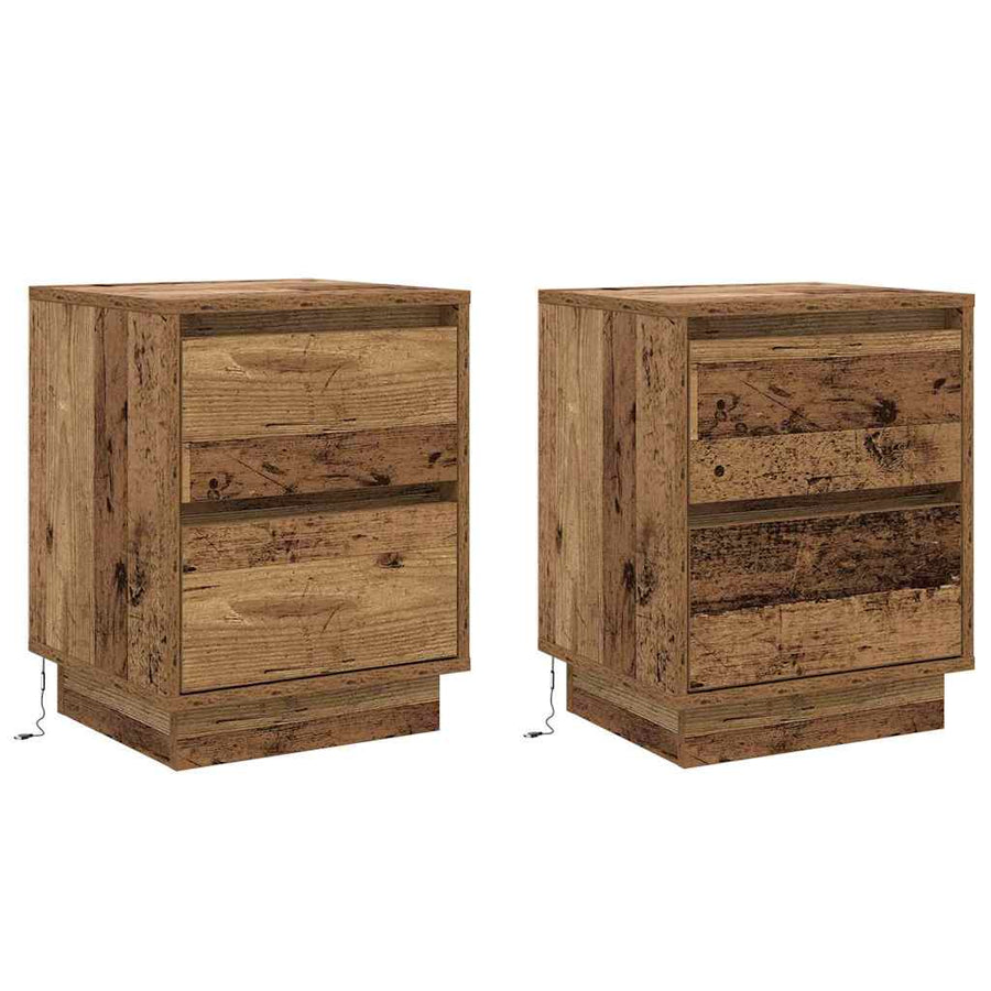 Nachtkastje 2 pcs Oudhout 39 x 34,5 x 50 cm Bewerkt hout