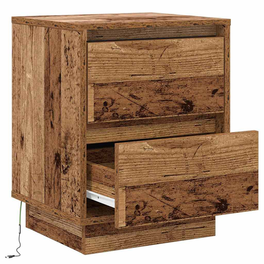 Nachtkastje 2 pcs Oudhout 39 x 34,5 x 50 cm Bewerkt hout