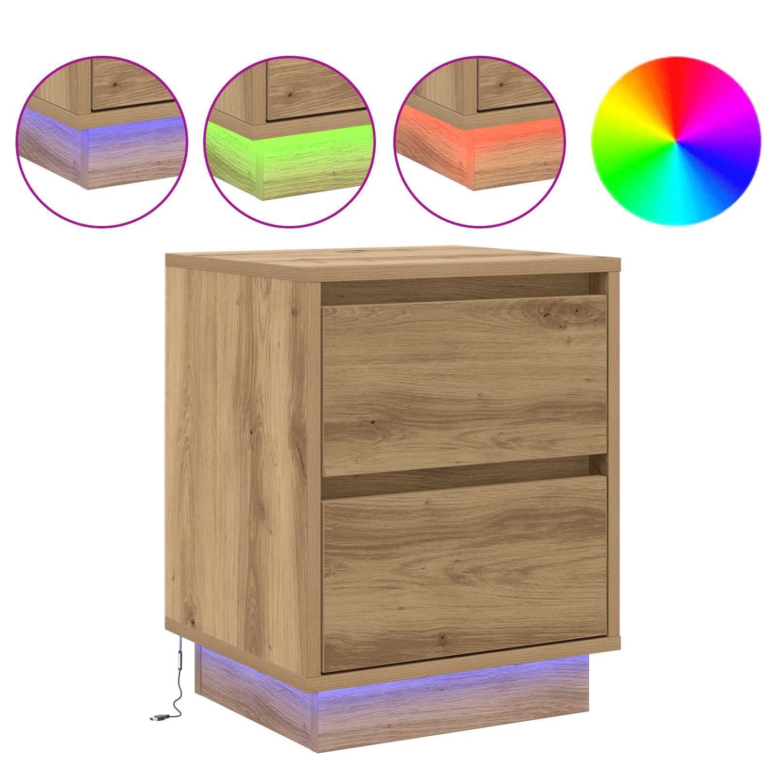 Nachtkastje Artisan Eiken 39 x 34,5 x 50 cm Bewerkt hout