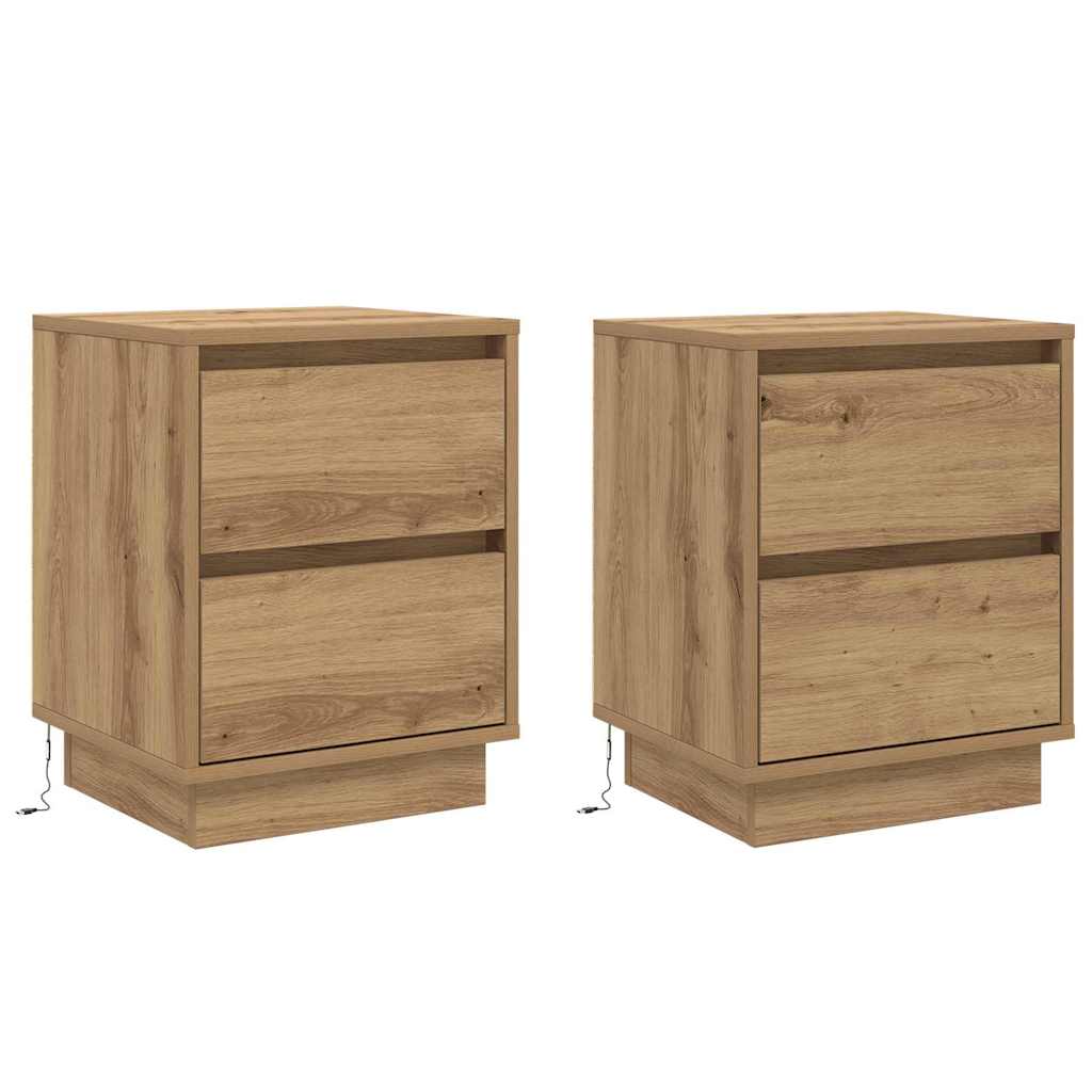 Nachtkastje 2 pcs Artisan Eiken 39 x 34,5 x 50 cm Bewerkt hout
