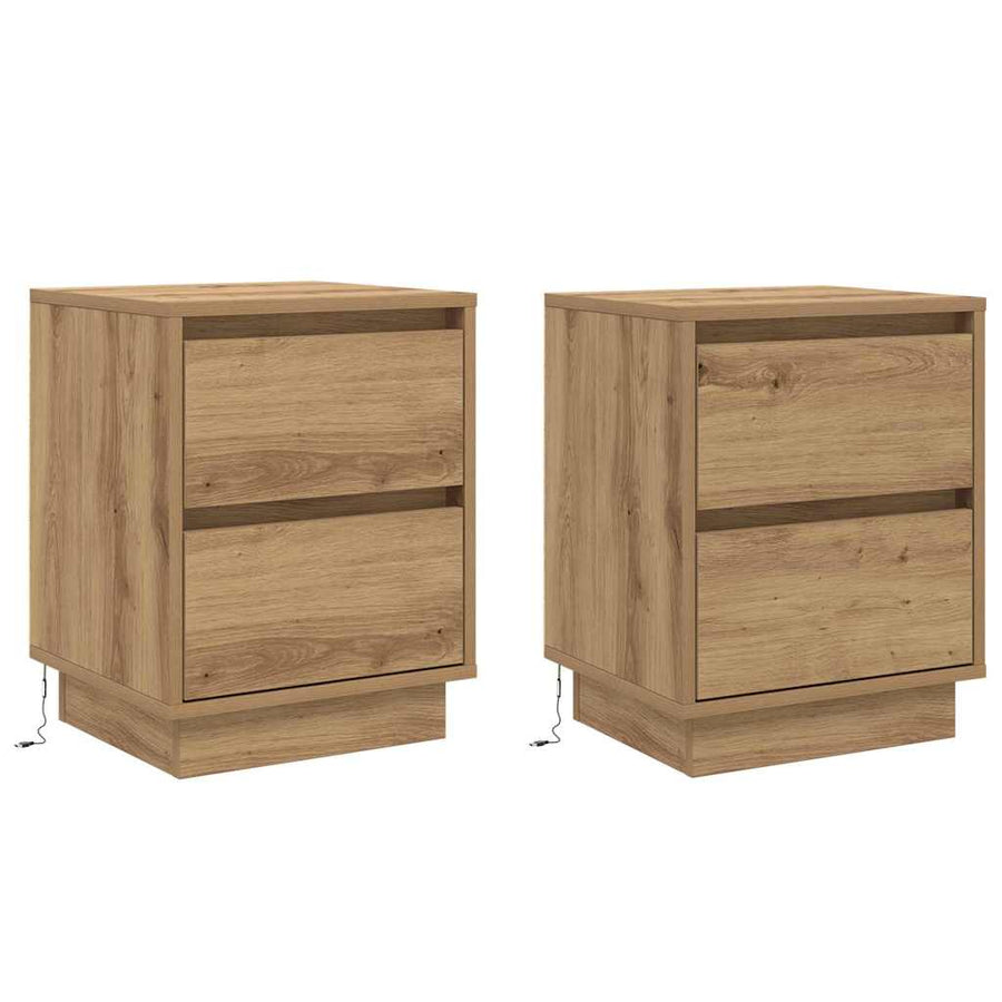Nachtkastje 2 pcs Artisan Eiken 39 x 34,5 x 50 cm Bewerkt hout