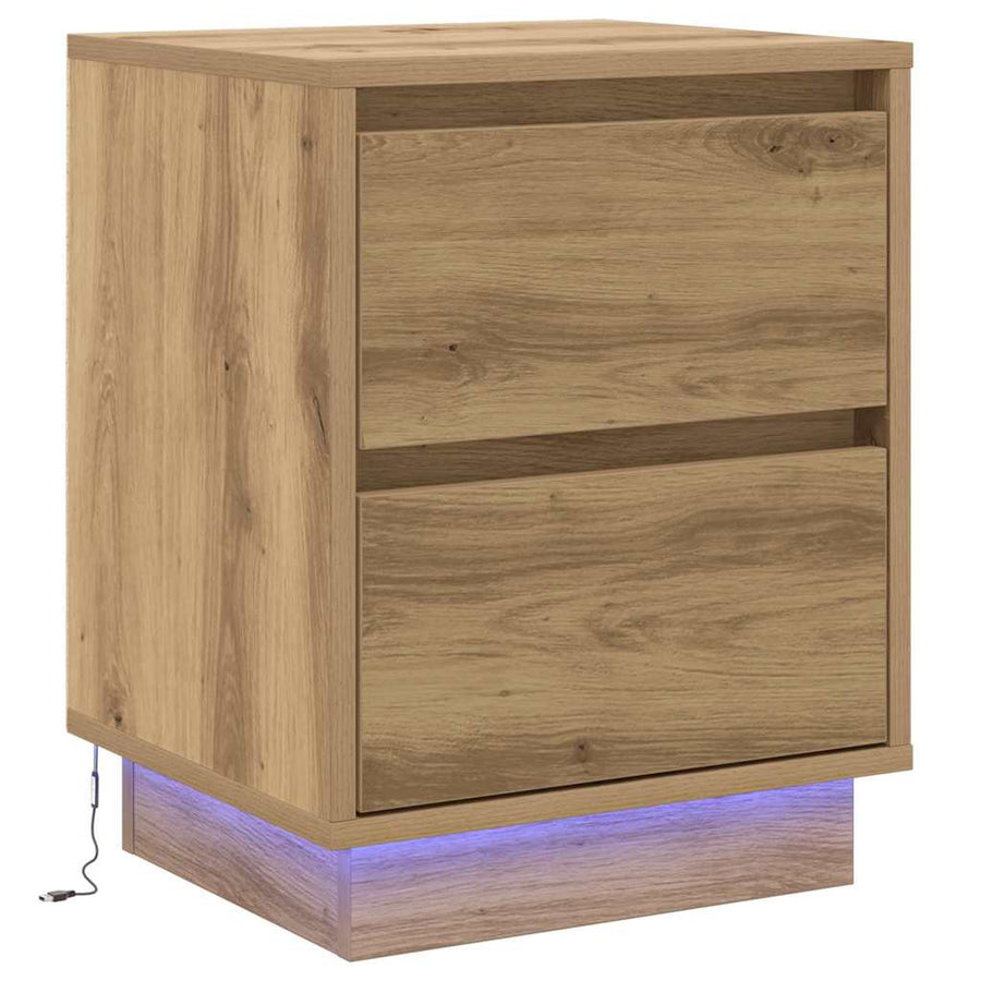 Nachtkastje 2 pcs Artisan Eiken 39 x 34,5 x 50 cm Bewerkt hout