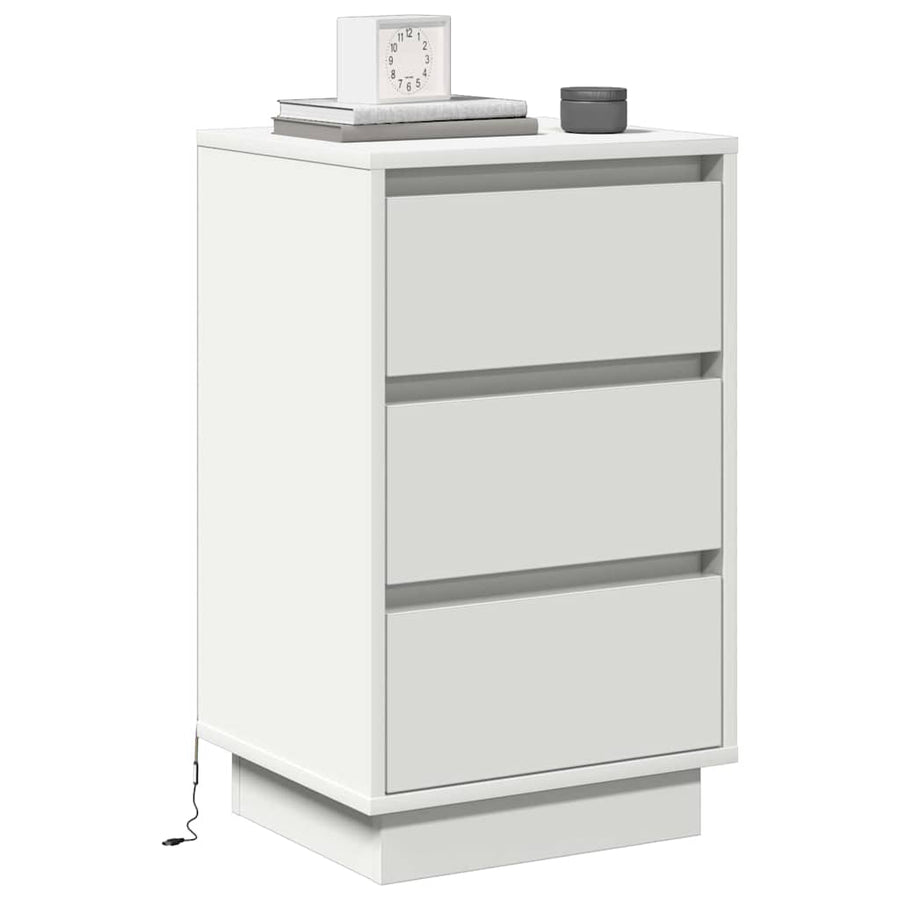 Nachtkastje met lade Wit 39 x 34,5 x 65 cm Bewerkt hout