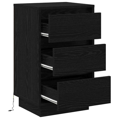 Nachtkastje met lade Zwart Eiken 39 x 34,5 x 65 cm Bewerkt hout