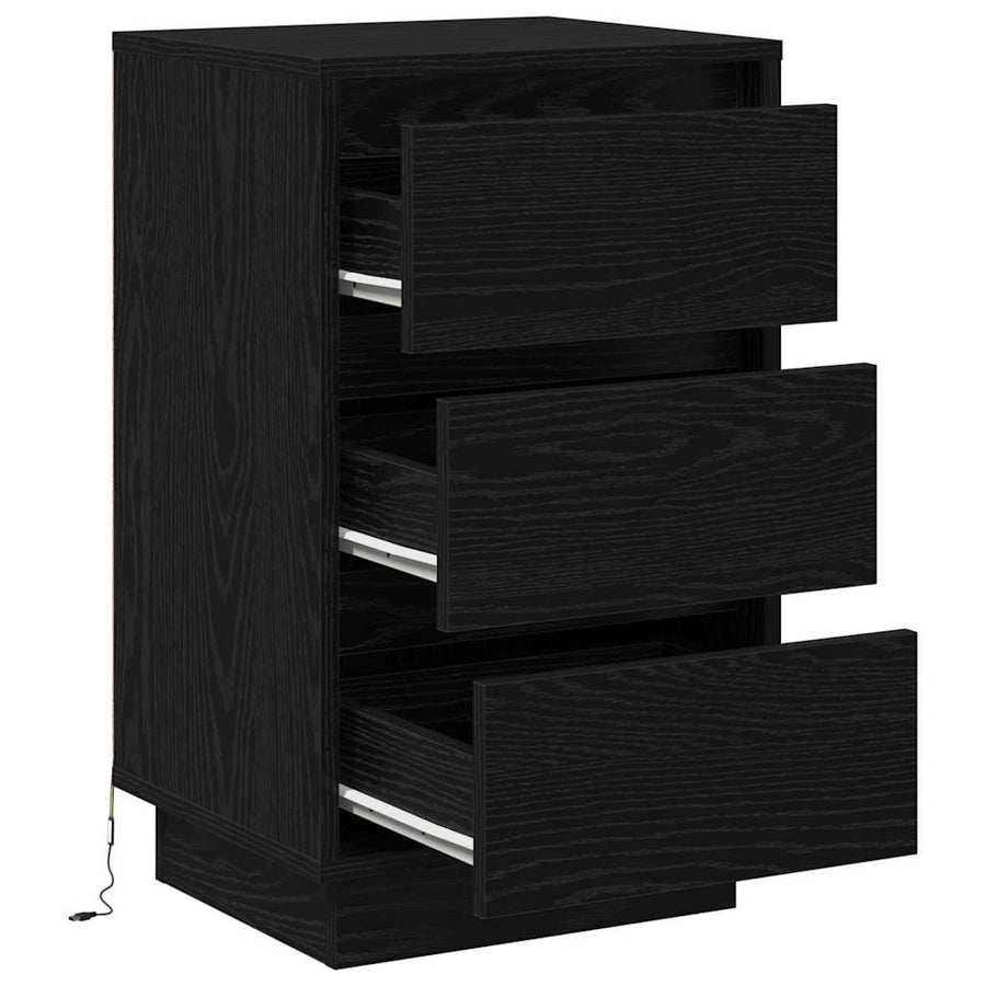 Nachtkastje met lade Zwart Eiken 39 x 34,5 x 65 cm Bewerkt hout