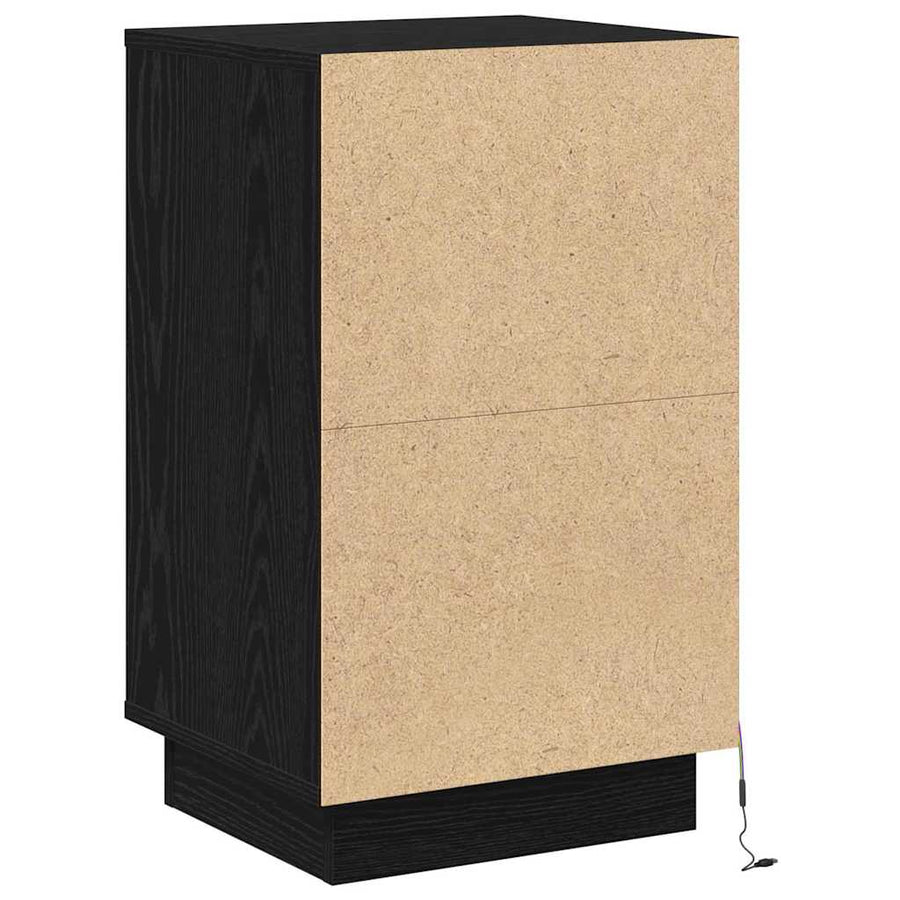 Nachtkastje met lade Zwart Eiken 39 x 34,5 x 65 cm Bewerkt hout