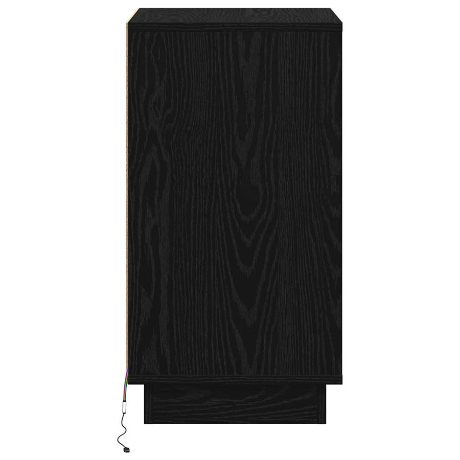 Nachtkastje met lade Zwart Eiken 39 x 34,5 x 65 cm Bewerkt hout