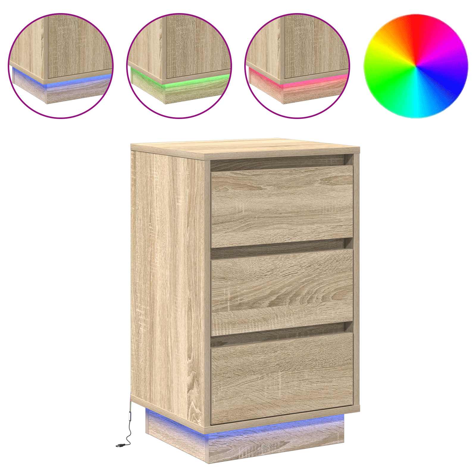 Nachtkastje Sonoma Eiken 39 x 34,5 x 65 cm Bewerkt hout