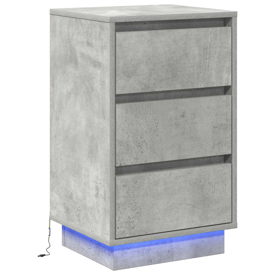 Nachtkastje met lade Beton Grijs 39 x 34,5 x 65 cm Bewerkt hout