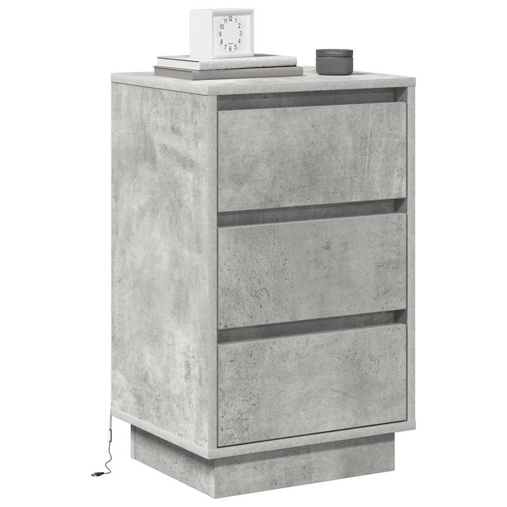 Nachtkastje met lade Beton Grijs 39 x 34,5 x 65 cm Bewerkt hout