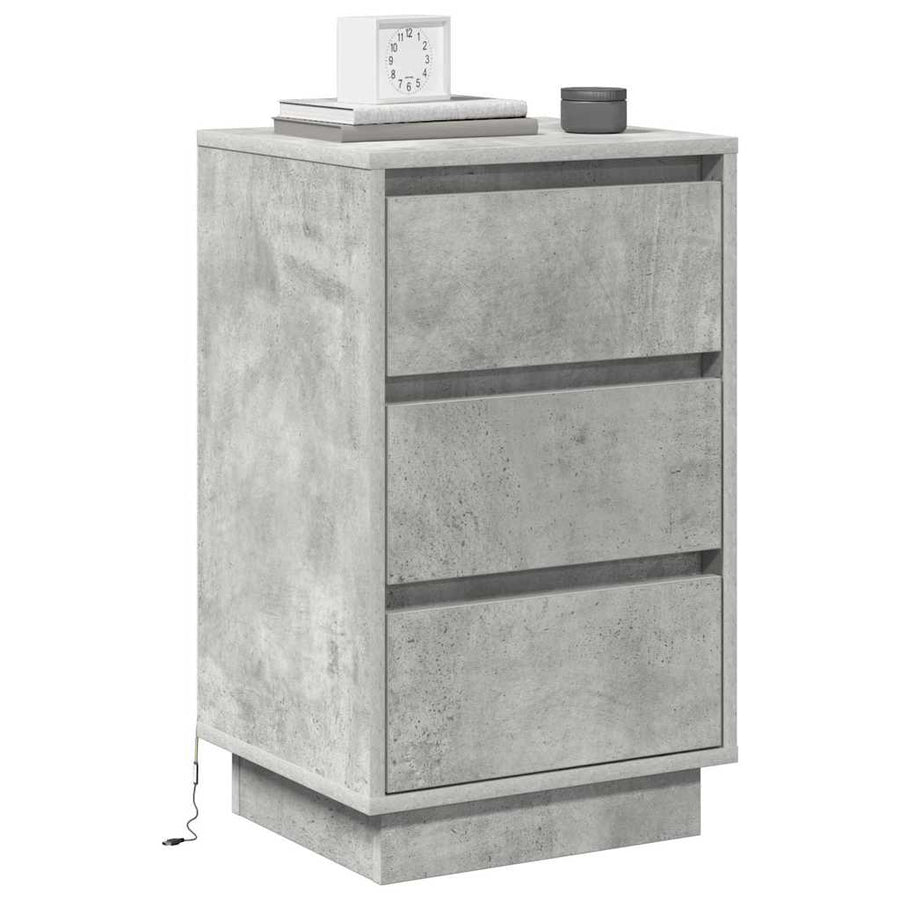 Nachtkastje met lade Beton Grijs 39 x 34,5 x 65 cm Bewerkt hout