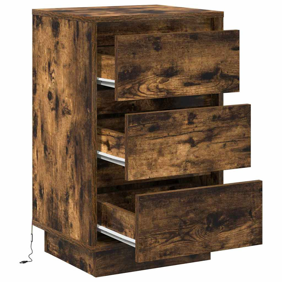 Nachtkastje Gerookt eiken 39 x 34,5 x 65 cm Bewerkt hout