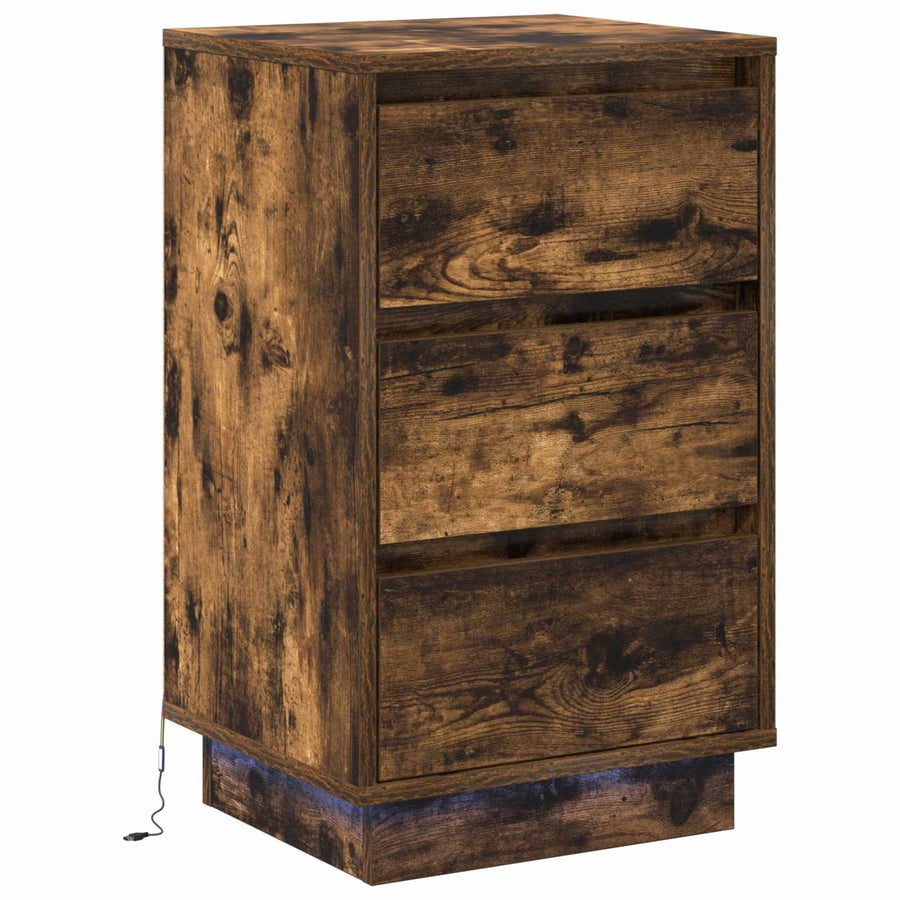 Nachtkastje Gerookt eiken 39 x 34,5 x 65 cm Bewerkt hout