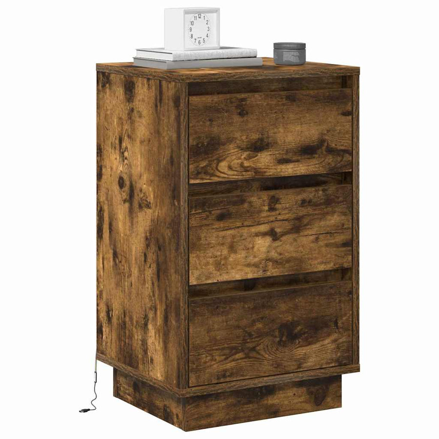 Nachtkastje Gerookt eiken 39 x 34,5 x 65 cm Bewerkt hout
