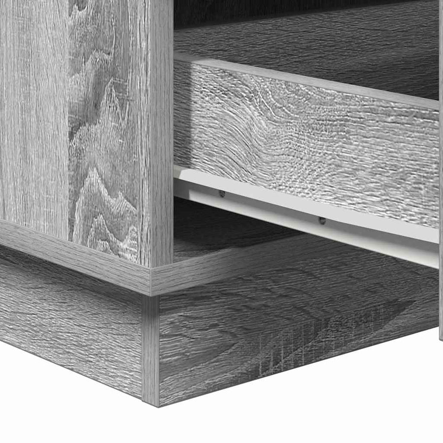 Nachtkastje met lade Grijs 39 x 34,5 x 65 cm Bewerkt hout