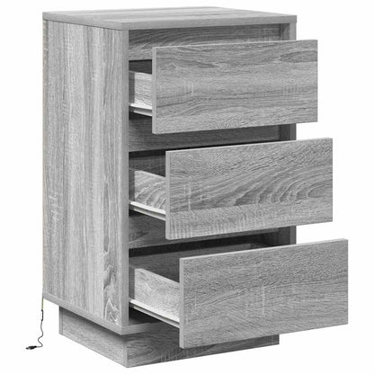 Nachtkastje met lade Grijs 39 x 34,5 x 65 cm Bewerkt hout